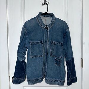 Vince Two-Tone Denim Jacket With Pockets Size L EUC